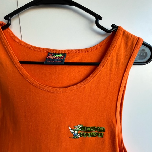 GECKO HAWAII. Large. Orange. Mens Tank Top. Vintage. Front and back graphic. - Picture 3 of 8